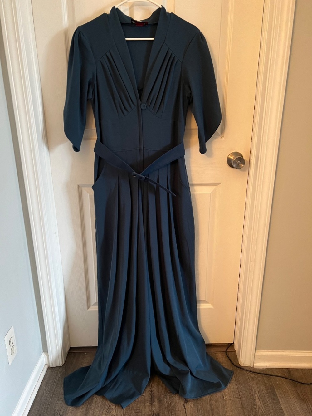 Anthropologie Miss Candyfloss Giada wide leg jumpsuit in teal - Picture 5 of 14